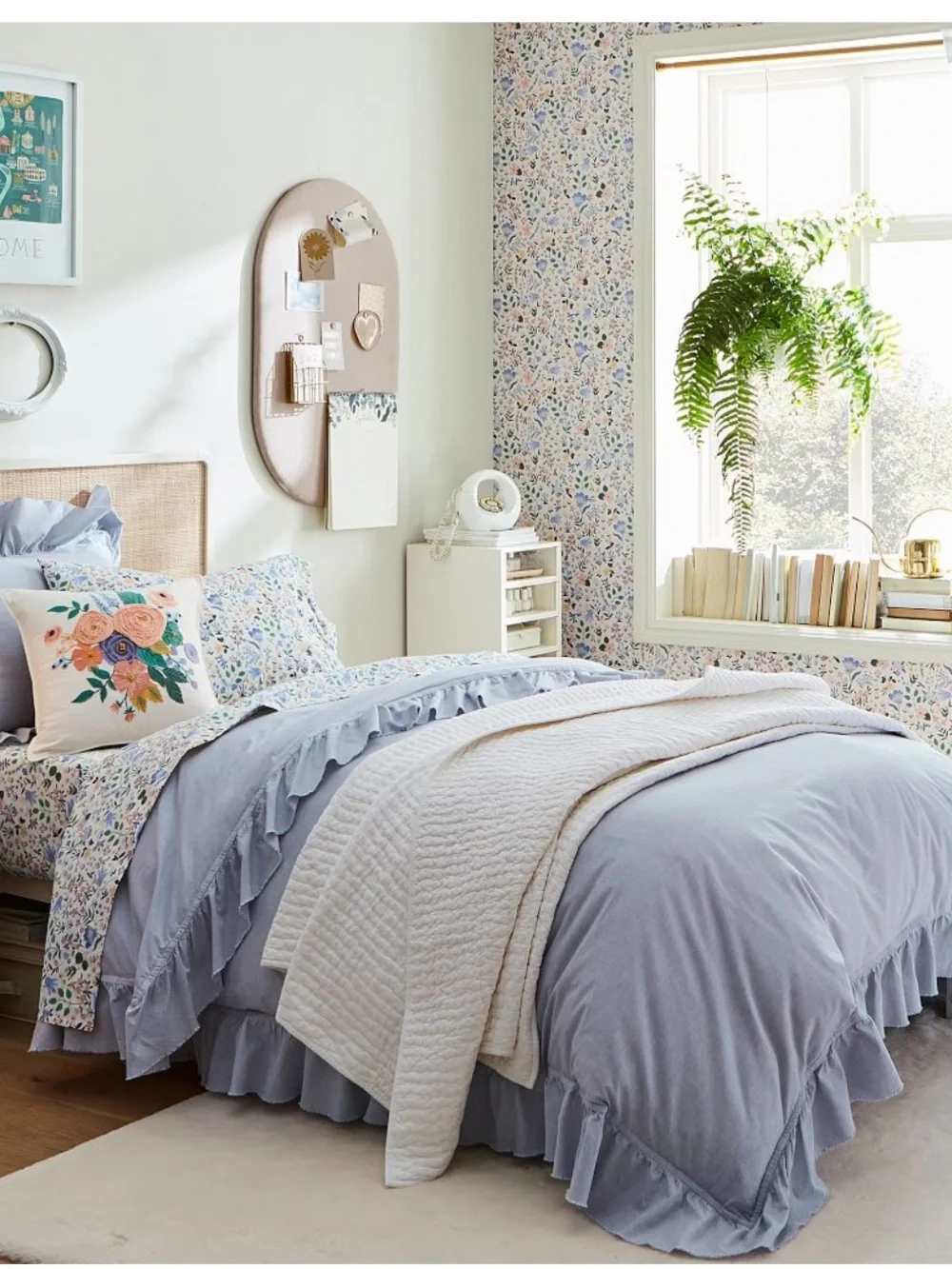 Pottery Barn Chambray Ruffle Duvet Cover Lavender Purple Full Queen NWOT